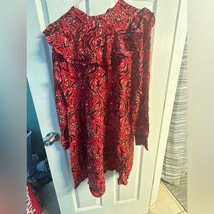 Time and Tru, women’s black and red lrint dress, medium (8-10), never worn